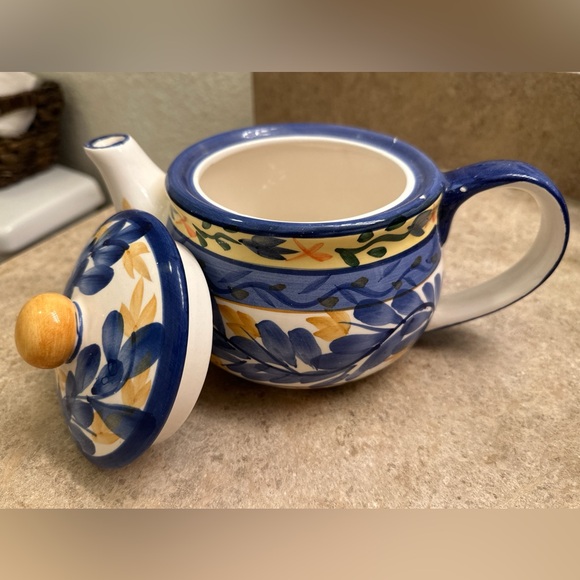 Bloom-Rite Ceramic Blue & Gold Teapot - Picture 8 of 11